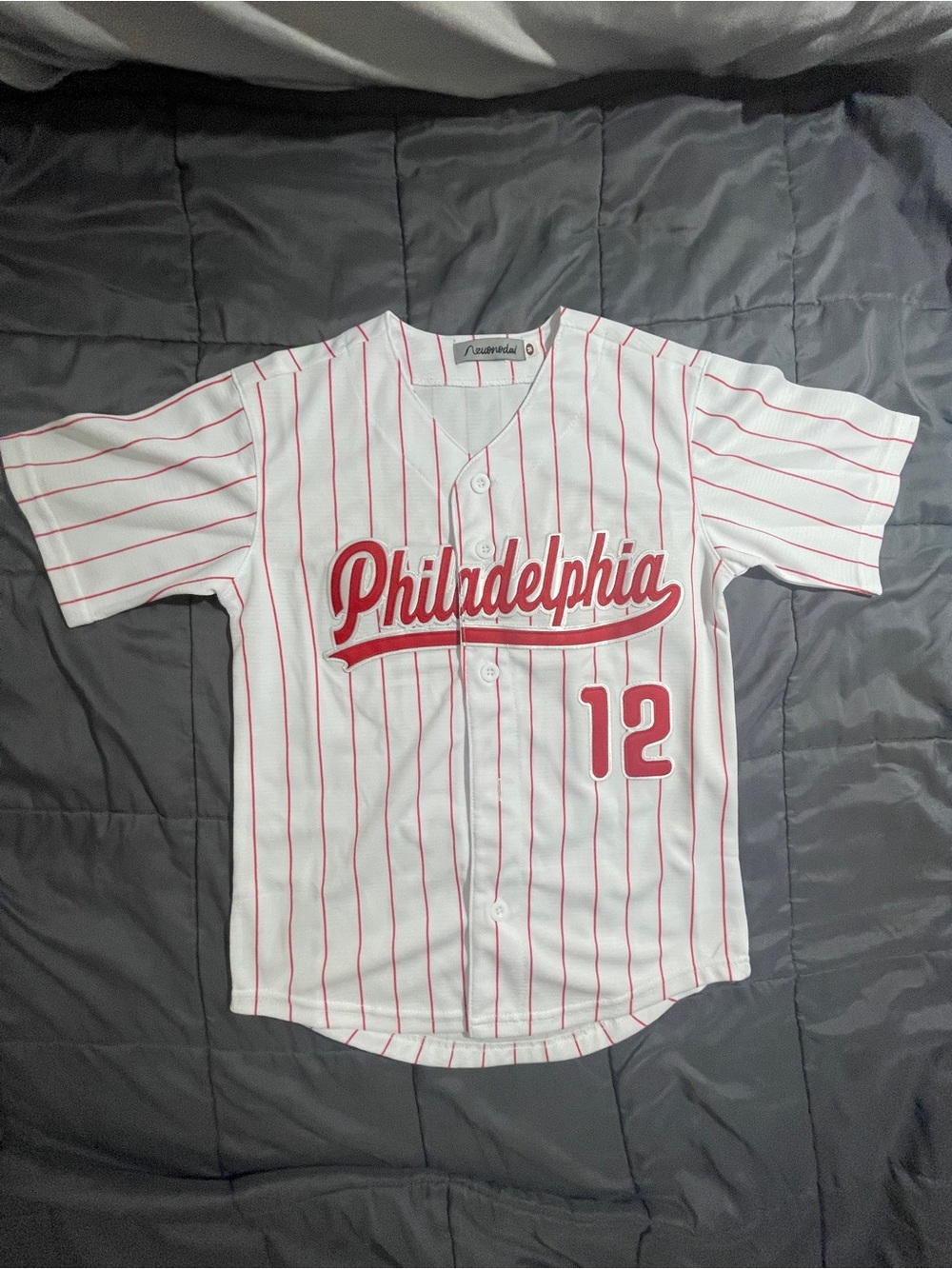 Philadelphia Red & White Striped Kids Baseball Jersey